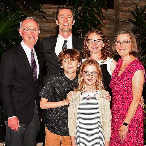2024 Dakota Nesbitt with brother Dathan and (from left) grandfather Tom, father Drew, mother Amanda, grandmother Donna